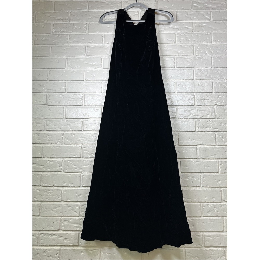 Donna Ricco New York Size 8 Black Velvet Bow Back Midi Dress Blair Waldorf